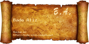 Bade Aliz névjegykártya